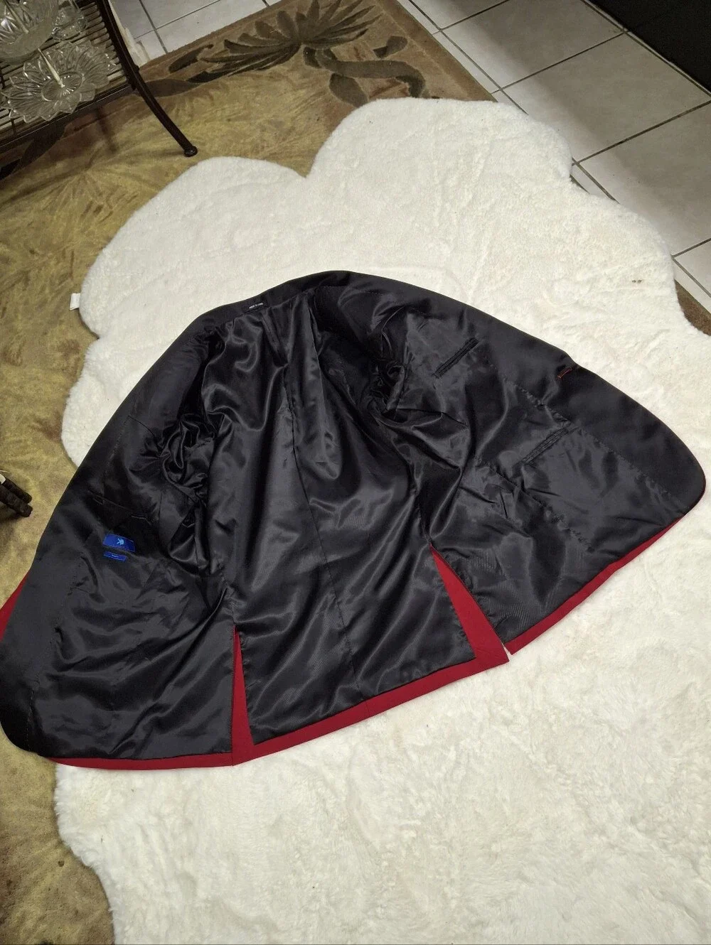 Egara Red and Black Satin Shawl Collar Tuxedo Dinner Jacket  Men Size 42S